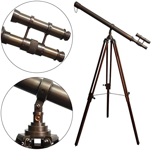Marine Brass Antique Telescope with Wooden Tripod