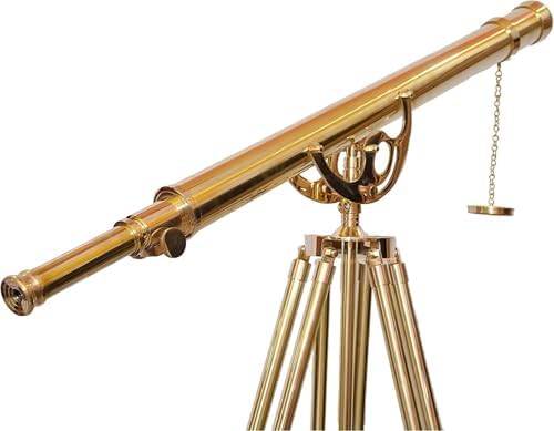 Vintage Copper Brass Telescope with Wooden Tripod