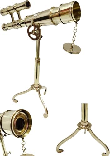 Vintage Brass Telescope with Wooden Tripod 1