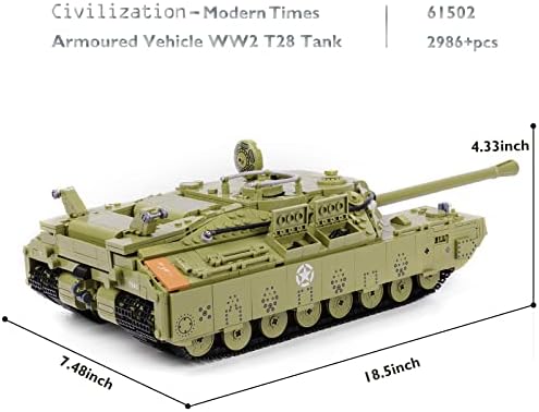 JMBricklayer WW2 T28 Heavy Tank Building Kit for Adults