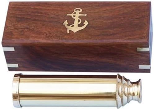 Decor More Nautical Telescope with Wooden Box