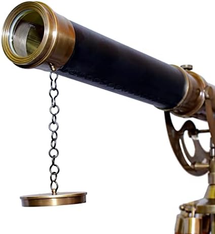 Nautical Antique Decorative Brass Telescope with Wood Tripod