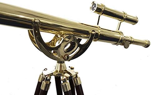 Decorative Nautical Brass Telescope with Brown Tripod