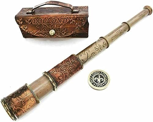 HEYNZ Antique Brass Telescope with Leather Case 15 Inches