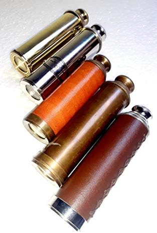 5 Piece Lot Handmade Brass Telescope with Brown Leather Box