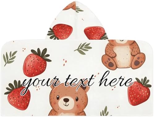 Personalized Cute Bear Beach Towel for Kids Custom Name Hooded Bath Towel