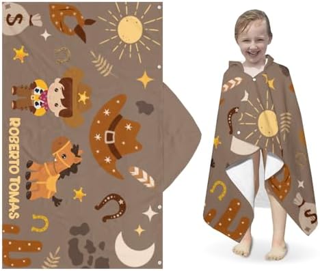 Personalized Kids Beach Towel Poncho for 3-12 Years