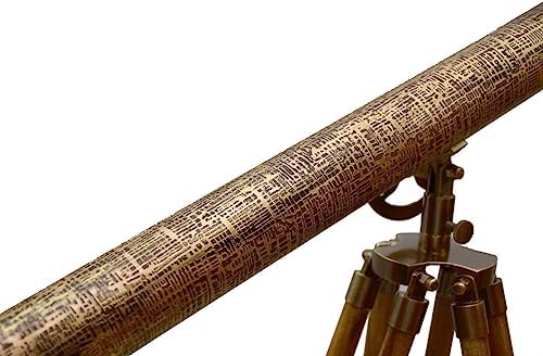 Antiqueex Nautical Telescope with Brass Finish and Wooden Tripod