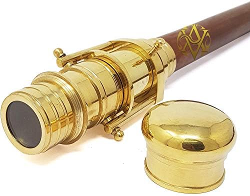 Unisex Wooden Walking Cane with Telescope