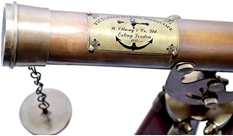 Nautical Brass Double Barrel Telescope with Wooden Tripod