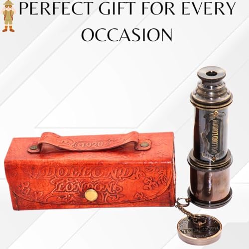 BAZROSS Brass Pirate Spyglass Telescope - 15x Magnification