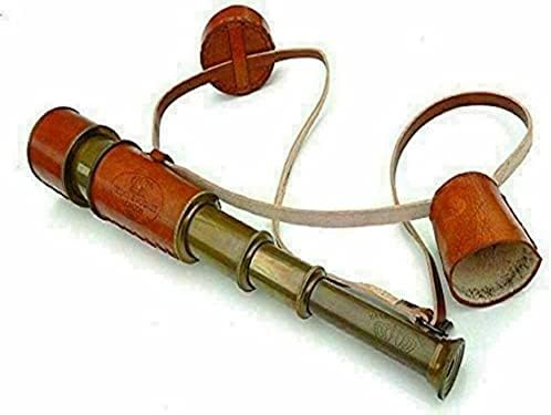 Vintage Brass Marine Telescope with Leather Case