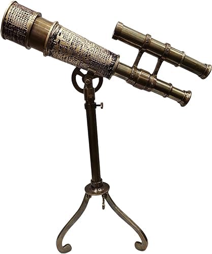 10 Inch Double Barrel Brass Telescope with Adjustable Stand