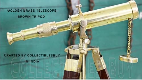Antique Brass Wooden Telescope Desktop Decor
