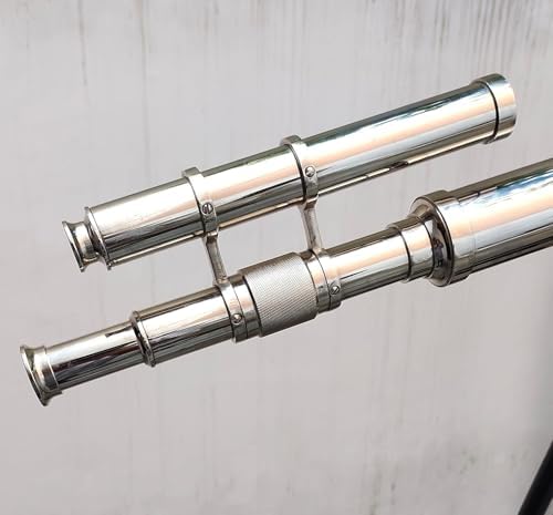 Navy Designer Telescope Floor Standing Black Tripod Chrome Nickel Finish Telescope