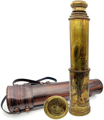 5MoonSun5 Brass Telescope 33 Inch Replica with Handmade Leather Case