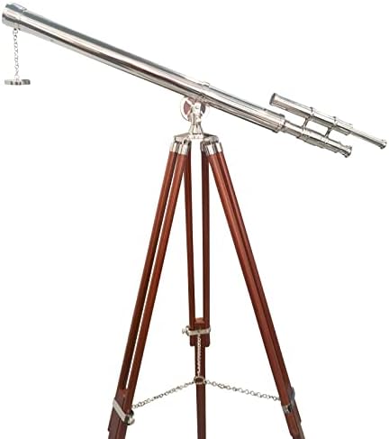 Nautical Double Barrel Telescope with Brass and Wood Stand