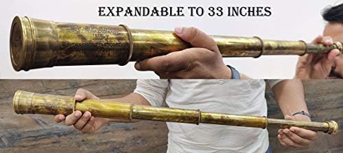 5MoonSun5 Brass Telescope 33 Inch Replica with Handmade Leather Case