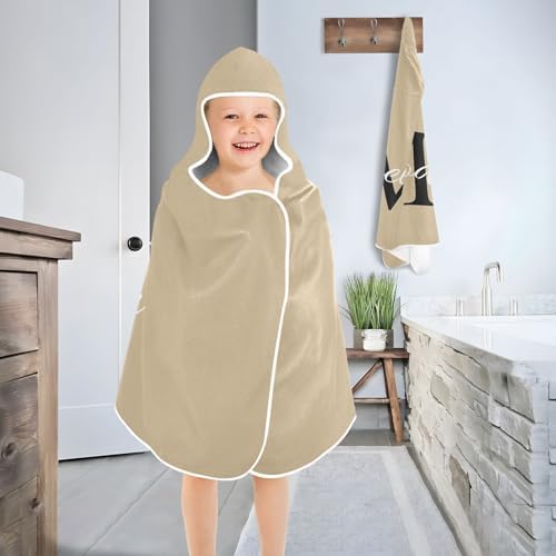 Custom Beige Hooded Kids Beach Towel for Boys Girls