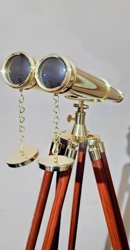 Antique Brass Nautical Telescope with Tripod for Outdoor Use