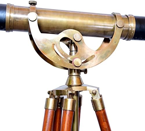 Nautical Antique Decorative Brass Telescope with Wood Tripod