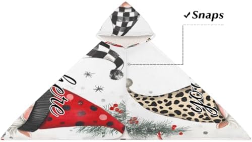 Personalized Christmas Gnome Kids Hooded Bath Towel