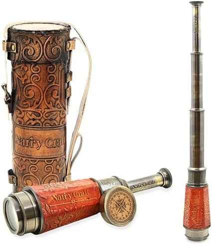 Vintage Brass Telescope with Leather Case
