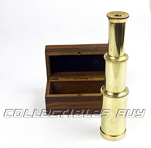 Vintage Mini Brass Telescope with Wooden Box