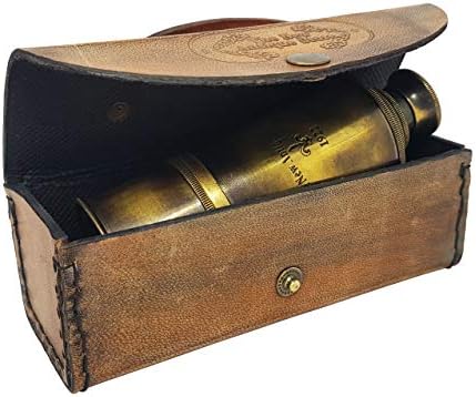 Brass Nautical Pirate Telescope 12x with Leather Case