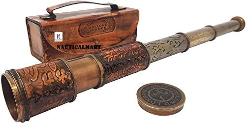 NauticalMart Pirate Brass Spyglass Telescope with Leather Case