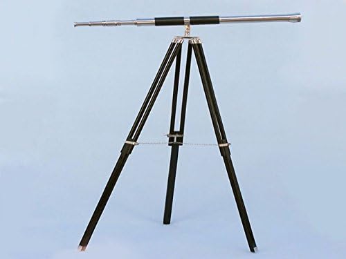 Hampton Nautical Floor Standing Chrome Telescope 60 Decor