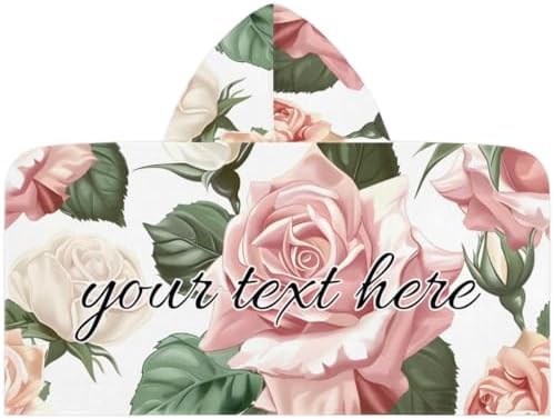 Flower Pink Floral Rose Personalized Kids Beach Towel
