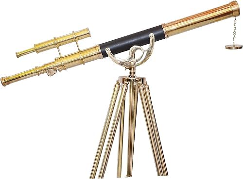 Navirock Decorative Brass Telescope with Wooden Tripod Stand