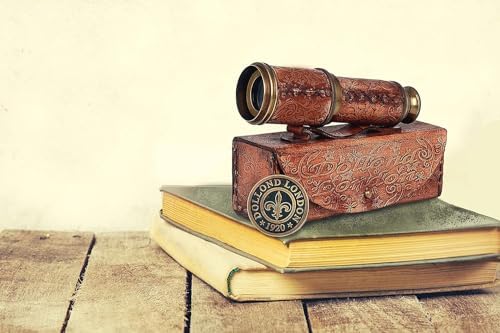 Antique Decor Spyglass with Leather Case