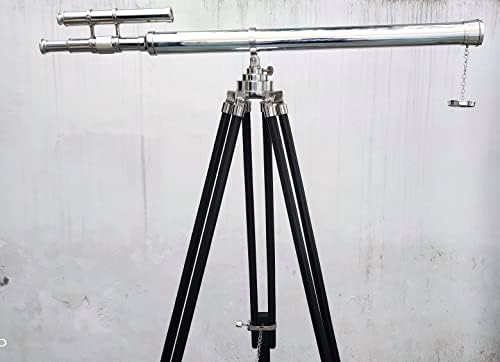 Marine Navy Designer Floor Standing Black Telescope with Chrome Finish