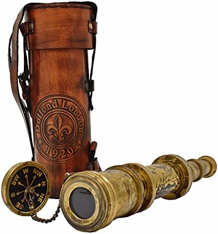 Antique Brass Pirate Telescope with Leather Case