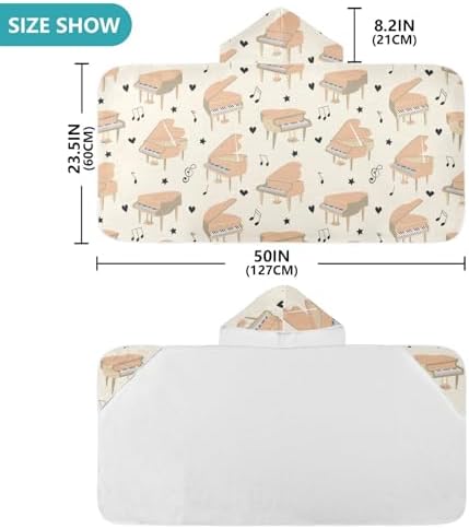 Susiyo Kids Hooded Bath Towel Piano Pattern