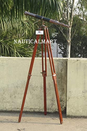 NauticalMart Nautical Admirals Antique Copper Leather Telescope 60 Inch