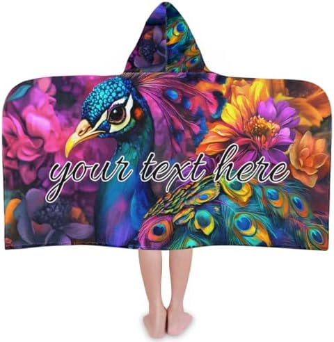 Peacock Personalized Kids Beach Towel for Boys Girls