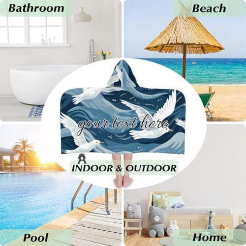 Seagull Ocean Personalized Kids Beach Towel for Boys Girls