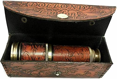 HEYNZ Antique Brass Telescope with Leather Case 15 Inches