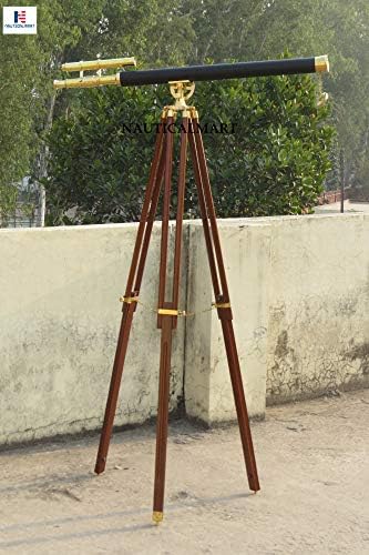 NauticalMart Pirates Navy Floor Standing Telescope Brass Leather Griffith Astro