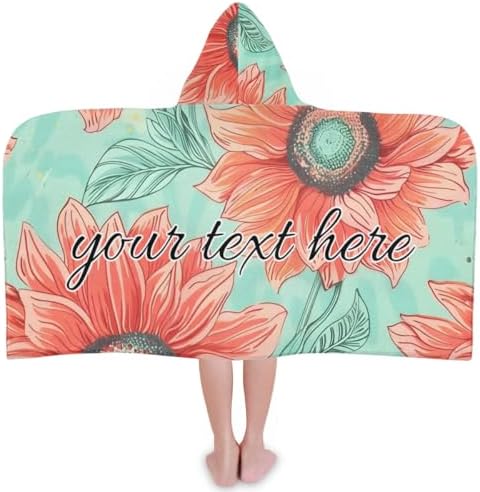 Boho Red Sunflower Personalized Kids Beach Towel