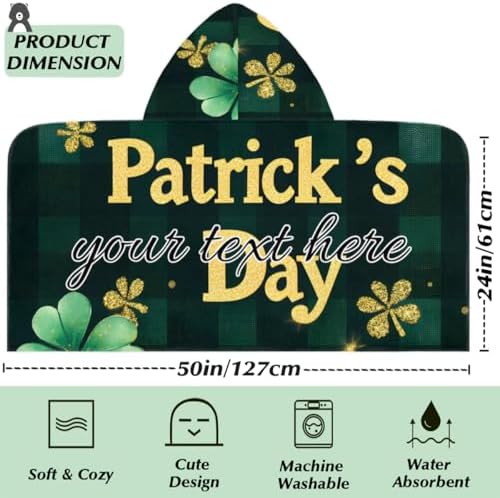 Happy St Patricks Day Personalized Kids Beach Towel