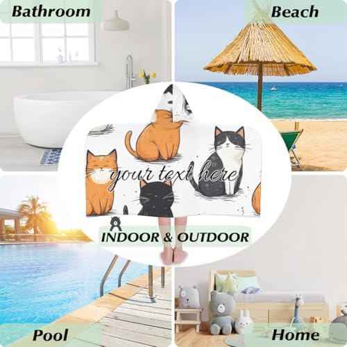 Personalized Kids Hooded Beach Towel for Boys Girls