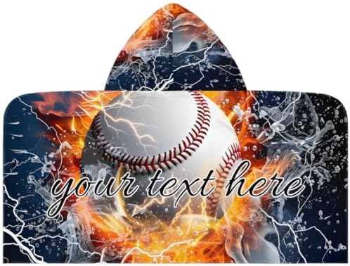 3D Baseball Personalized Kids Beach Towel for Boys Girls