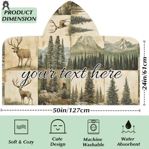 Joyousleap Rustic Cabin Kids Beach Towel with Custom Name