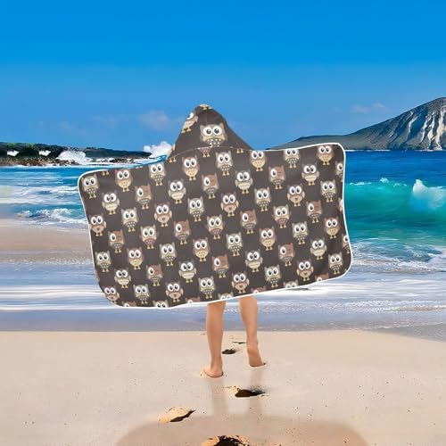 GOODOLD Owls Brown Kids Hooded Bath Towel