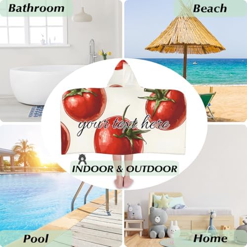 Tomatoes Personalized Kids Hooded Beach Towel for Boys Girls