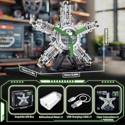 5-Cylinder Radial Engine Building Kit for Kids and Adults